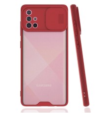 Samsung Galaxy A71 Kılıf Platin Kamera Koruma Silikon - Kırmızı