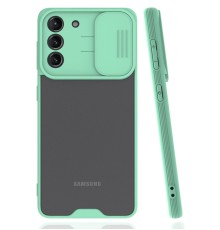 Samsung Galaxy S21 Kılıf Platin Kamera Koruma Silikon - Açık Yeşil