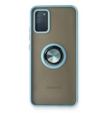 Samsung Galaxy A02S Kılıf Montreal Yüzüklü Silikon Kapak - Buz Mavi