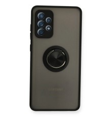 Samsung Galaxy A72 Kılıf Montreal Yüzüklü Silikon Kapak - Siyah