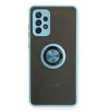 Samsung Galaxy A72 Kılıf Montreal Yüzüklü Silikon Kapak - Buz Mavi