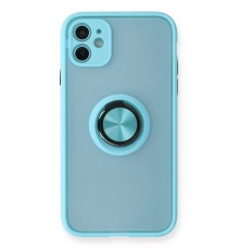 iPhone 11 Kılıf Montreal Yüzüklü Silikon Kapak - Buz Mavi