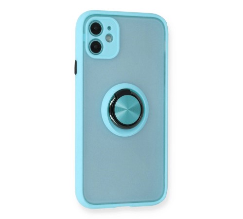 iPhone 11 Kılıf Montreal Yüzüklü Silikon Kapak - Buz Mavi iPhone 11 Kılıf Montreal Yüzüklü Silikon Kapak - Buz Mavi