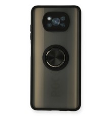 Xiaomi Pocophone X3 Kılıf Montreal Yüzüklü Silikon Kapak - Siyah