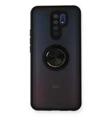 Xiaomi Redmi 9 Kılıf Montreal Yüzüklü Silikon Kapak - Siyah