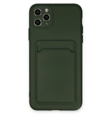 iPhone 11 Pro Max Kılıf Kelvin Kartvizitli Silikon - Koyu Yeşil