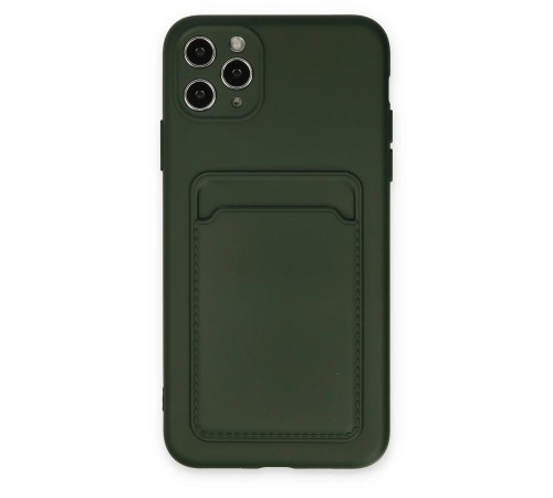 iPhone 11 Pro Max Kılıf Kelvin Kartvizitli Silikon - Koyu Yeşil iPhone 11 Pro Max Kılıf Kelvin Kartvizitli Silikon - Koyu Yeşil