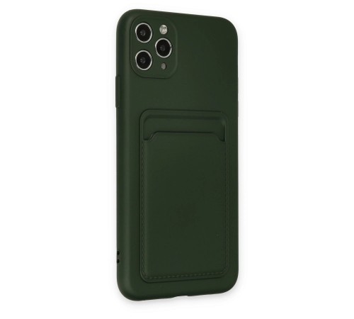 iPhone 11 Pro Max Kılıf Kelvin Kartvizitli Silikon - Koyu Yeşil iPhone 11 Pro Max Kılıf Kelvin Kartvizitli Silikon - Koyu Yeşil