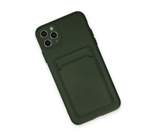 iPhone 11 Pro Max Kılıf Kelvin Kartvizitli Silikon - Koyu Yeşil iPhone 11 Pro Max Kılıf Kelvin Kartvizitli Silikon - Koyu Yeşil