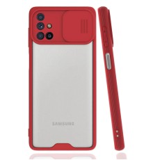 Samsung Galaxy M31S Kılıf Platin Kamera Koruma Silikon - Kırmızı