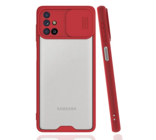 Samsung Galaxy M31S Kılıf Platin Kamera Koruma Silikon - Kırmızı