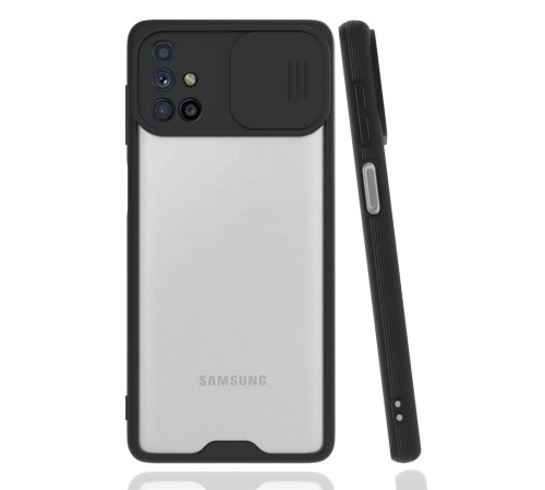 Samsung Galaxy M31S Kılıf Platin Kamera Koruma Silikon - Siyah