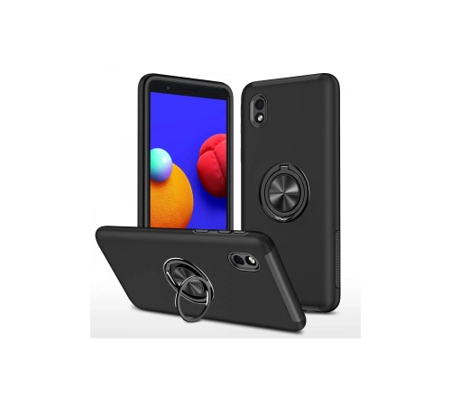 Samsung Galaxy A01 Core Kılıf Elit Yüzüklü Kapak - Siyah Samsung Galaxy A01 Core Kılıf Elit Yüzüklü Kapak - Siyah