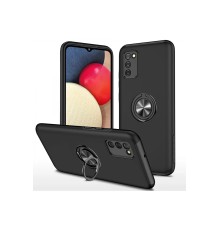 Samsung Galaxy A02S Kılıf Elit Yüzüklü Kapak - Siyah
