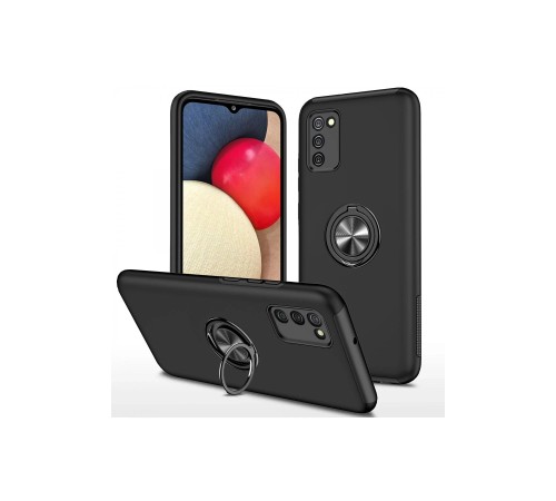 Samsung Galaxy A02S Kılıf Elit Yüzüklü Kapak - Siyah Samsung Galaxy A02S Kılıf Elit Yüzüklü Kapak - Siyah