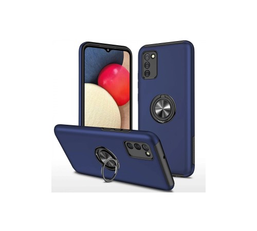Samsung Galaxy A02S Kılıf Elit Yüzüklü Kapak - Lacivert