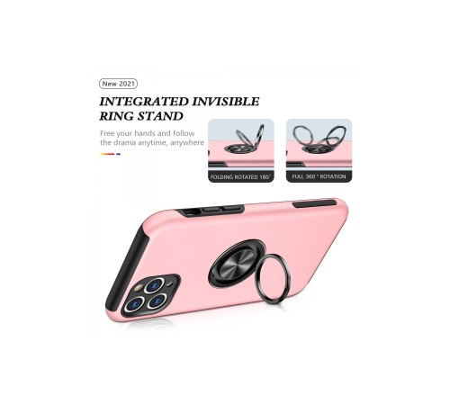 iPhone 11 Pro Max Kılıf Elit Yüzüklü Kapak - Pembe iPhone 11 Pro Max Kılıf Elit Yüzüklü Kapak - Pembe