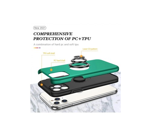 iPhone 11 Pro Max Kılıf Elit Yüzüklü Kapak - Yeşil iPhone 11 Pro Max Kılıf Elit Yüzüklü Kapak - Yeşil