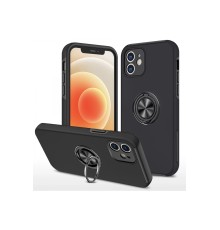 iPhone 12 Mini Kılıf Elit Yüzüklü Kapak - Siyah