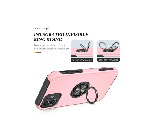 iPhone 12 Mini Kılıf Elit Yüzüklü Kapak - Pembe iPhone 12 Mini Kılıf Elit Yüzüklü Kapak - Pembe