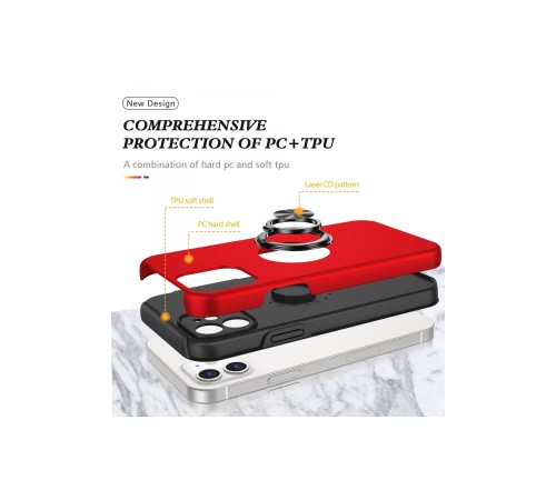 iPhone 12 Mini Kılıf Elit Yüzüklü Kapak - Kırmızı iPhone 12 Mini Kılıf Elit Yüzüklü Kapak - Kırmızı