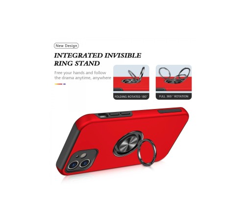 iPhone 12 Mini Kılıf Elit Yüzüklü Kapak - Kırmızı iPhone 12 Mini Kılıf Elit Yüzüklü Kapak - Kırmızı