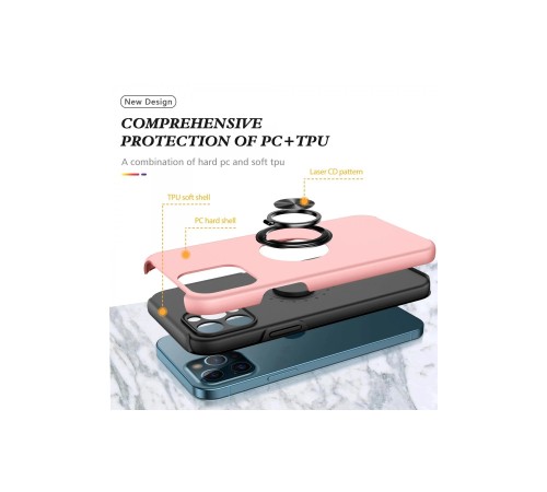 iPhone 12 Pro Max Kılıf Elit Yüzüklü Kapak - Pembe iPhone 12 Pro Max Kılıf Elit Yüzüklü Kapak - Pembe