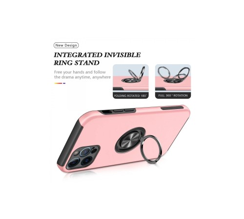 iPhone 12 Pro Max Kılıf Elit Yüzüklü Kapak - Pembe iPhone 12 Pro Max Kılıf Elit Yüzüklü Kapak - Pembe
