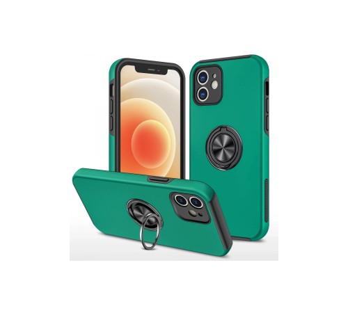 iPhone 12 Kılıf Elit Yüzüklü Kapak - Yeşil iPhone 12 Kılıf Elit Yüzüklü Kapak - Yeşil