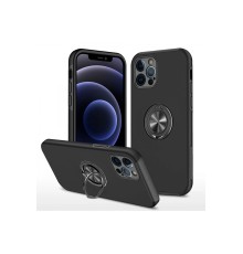 iPhone 12 Pro Kılıf Elit Yüzüklü Kapak - Siyah