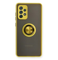 Samsung Galaxy A72 Kılıf Montreal Yüzüklü Silikon Kapak - Sarı