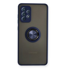 Samsung Galaxy A72 Kılıf Montreal Yüzüklü Silikon Kapak - Lacivert