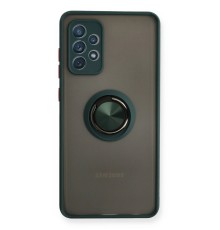 Samsung Galaxy A72 Kılıf Montreal Yüzüklü Silikon Kapak - Yeşil