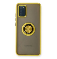 Samsung Galaxy A02S Kılıf Montreal Yüzüklü Silikon Kapak - Sarı