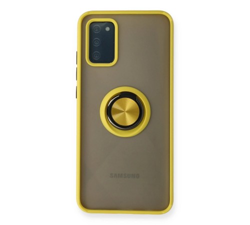 Samsung Galaxy A02S Kılıf Montreal Yüzüklü Silikon Kapak - Sarı Samsung Galaxy A02S Kılıf Montreal Yüzüklü Silikon Kapak - Sarı