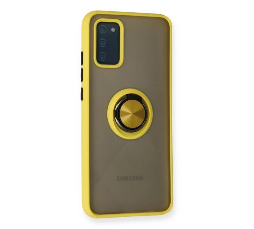 Samsung Galaxy A02S Kılıf Montreal Yüzüklü Silikon Kapak - Sarı Samsung Galaxy A02S Kılıf Montreal Yüzüklü Silikon Kapak - Sarı
