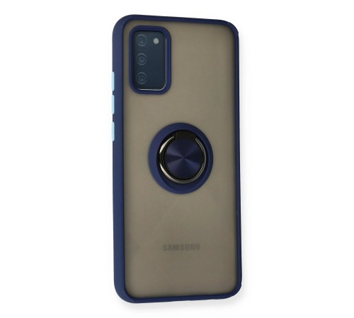 Samsung Galaxy A02S Kılıf Montreal Yüzüklü Silikon Kapak - Lacivert Samsung Galaxy A02S Kılıf Montreal Yüzüklü Silikon Kapak - Lacivert