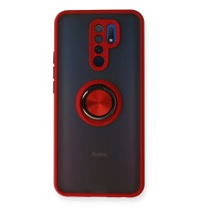 Xiaomi Redmi 9 Kılıf Montreal Yüzüklü Silikon Kapak - Kırmızı