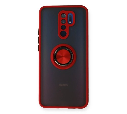 Xiaomi Redmi 9 Kılıf Montreal Yüzüklü Silikon Kapak - Kırmızı Xiaomi Redmi 9 Kılıf Montreal Yüzüklü Silikon Kapak - Kırmızı