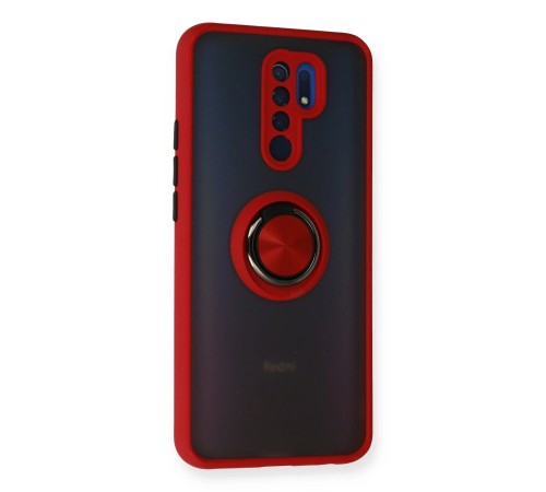 Xiaomi Redmi 9 Kılıf Montreal Yüzüklü Silikon Kapak - Kırmızı Xiaomi Redmi 9 Kılıf Montreal Yüzüklü Silikon Kapak - Kırmızı