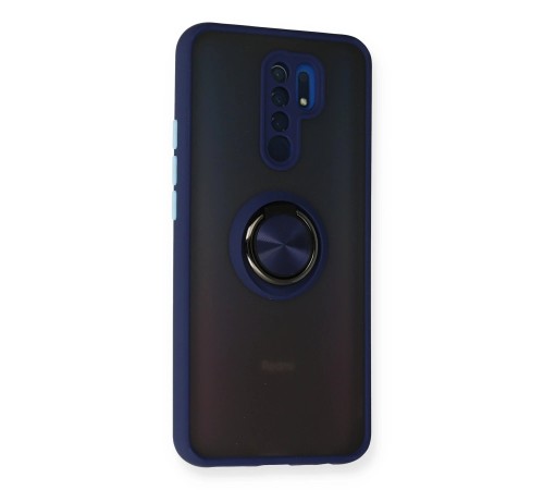 Xiaomi Redmi 9 Kılıf Montreal Yüzüklü Silikon Kapak - Lacivert Xiaomi Redmi 9 Kılıf Montreal Yüzüklü Silikon Kapak - Lacivert