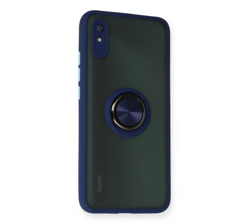 Xiaomi Redmi 9A Kılıf Montreal Yüzüklü Silikon Kapak - Lacivert Xiaomi Redmi 9A Kılıf Montreal Yüzüklü Silikon Kapak - Lacivert