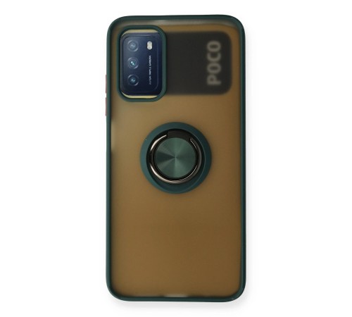 Xiaomi Redmi 9T Kılıf Montreal Yüzüklü Silikon Kapak - Yeşil Xiaomi Redmi 9T Kılıf Montreal Yüzüklü Silikon Kapak - Yeşil