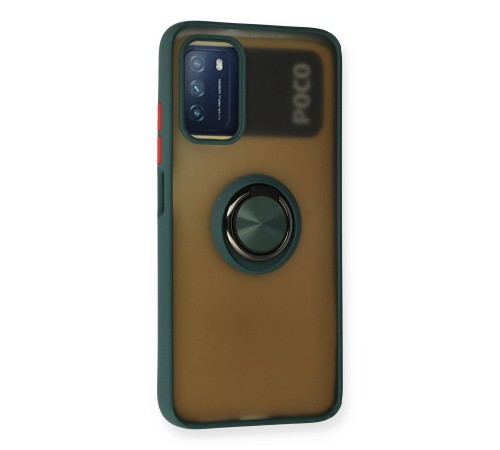 Xiaomi Redmi 9T Kılıf Montreal Yüzüklü Silikon Kapak - Yeşil Xiaomi Redmi 9T Kılıf Montreal Yüzüklü Silikon Kapak - Yeşil