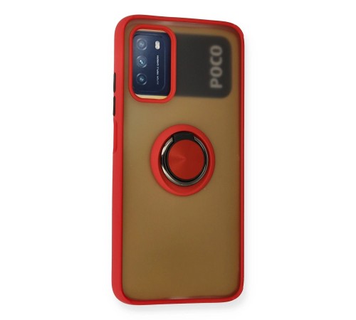 Xiaomi Redmi 9T Kılıf Montreal Yüzüklü Silikon Kapak - Kırmızı Xiaomi Redmi 9T Kılıf Montreal Yüzüklü Silikon Kapak - Kırmızı