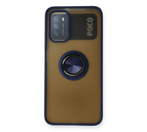 Xiaomi Redmi 9T Kılıf Montreal Yüzüklü Silikon Kapak - Lacivert Xiaomi Redmi 9T Kılıf Montreal Yüzüklü Silikon Kapak - Lacivert