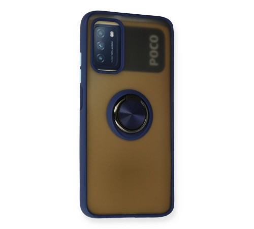 Xiaomi Redmi 9T Kılıf Montreal Yüzüklü Silikon Kapak - Lacivert Xiaomi Redmi 9T Kılıf Montreal Yüzüklü Silikon Kapak - Lacivert