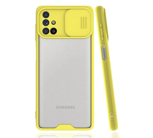 Samsung Galaxy M51 Kılıf Platin Kamera Koruma Silikon - Sarı