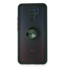 Xiaomi Redmi 9 Kılıf Montreal Yüzüklü Silikon Kapak - Yeşil