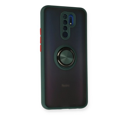 Xiaomi Redmi 9 Kılıf Montreal Yüzüklü Silikon Kapak - Yeşil Xiaomi Redmi 9 Kılıf Montreal Yüzüklü Silikon Kapak - Yeşil